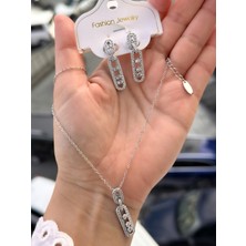 Ferro Gümüş Çelik Kadın Küpe ve Kolye Set FRJW10008A-A 2 Yıl Garantili Hediye Paketli