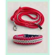 Elar Aksesuar Isimli El Yapımı Paracord ve Deri Köpek Boyun Tasması & Gezdirme Kayışı – Örgü Strong 02