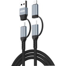 Go-Des Go Des GD-UC809 4in1 Pd Çoklu Usb-A + Type-C To Type-C + Lightning Şarj Kablosu 100W 120CM Siyah