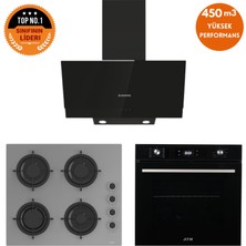 Ferre ve Afm Tech Markalı Fethy F-57  Ant.gri -Siyah Ankastre Set (CS208-FA + FM7700 + FM3250)