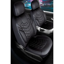 Alfa Romeo 156 Uyumlu Deri Detaylı Oto Koltuk Kılıfı Ön-Arka Set Vista Seri Siyah