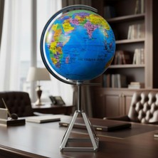 Uretti - Ahmet 9651 1848 Dekoratif 360 Derece Dönen Işıklı Dünya Küresi