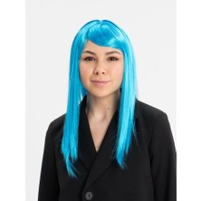 Ett Açık Mavi Renk Uzun Düz Parti Peruğu Dinç Store - 004982