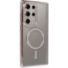 Newface Samsung Galaxy S24 Ultra Kılıf Joke Simli Magneticsafe Kılıf - Pembe