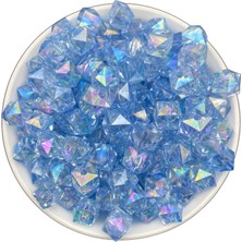 Hedef Bijuteri 100GR 10MM Janjanlı Açık Mavi Küp,kübik Model Akrilik Boncuk,takı ,çanta Boncuğu (100GR,~180 Adet)