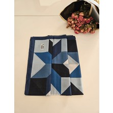 Bensu Geometri Desenli Mavi Soft Şal