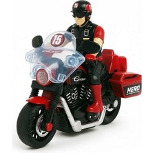 Sürtünmeli Yarış Motoru Oyuncağı – Sürücülü, Kutulu Spor Tasarım - Kırmızı