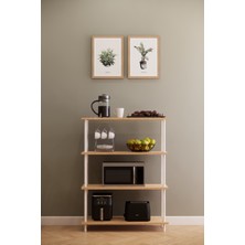 Solto Home MA39-44 Çevir Kur Modüler 4 Raflı Kahve Köşesi | Aletsiz Kolay Kurulum