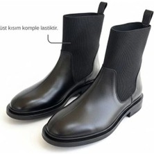 Ne&Ve Shoes Chelsea Lastikli Kadın Yuvarlak Burunlu Bot