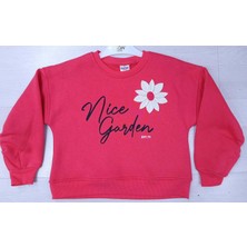 444167 Kışlık Çiçek Nakışlı Sweat 5/8 Yaş - Başak Çocuk Giyim - Nar Çiçeği - 7-8 Yaş - 444167-NAR Çiçeği-7-8 Yaş