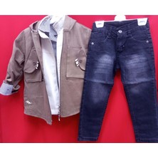 Başak Çocuk Giyim 1222.5203 Cepli Erkek Dörtlü Tam Takım 1/4 Yaş - Kahve - 0-1 Yaş - BSK41X00011102-KAHVE-0-1 Yaş