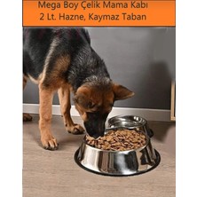 Newstore Home Büyük Boy Paslanmaz Çelik Mama ve Su Kabı, Kaymaz Alt Taban 33 cm