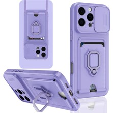 Newface Iphone 16 Pro Kılıf Zuma Kartvizitli Yüzüklü Silikon - Lila