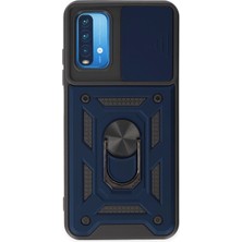 Newface Xiaomi Redmi Note 9 4g Kılıf Pars Lens Yüzüklü Silikon - Lacivert