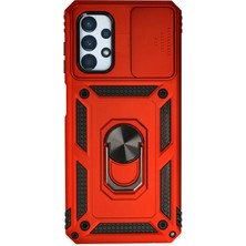 Newface Samsung Galaxy A23 4g Kılıf Pars Lens Yüzüklü Silikon - Kırmızı