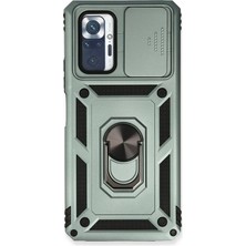 Newface Xiaomi Redmi Note 10 Pro Kılıf Pars Lens Yüzüklü Silikon - Yeşil