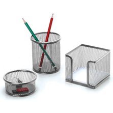 Viva Inox File Kombine Set Kalemlik Kağıtlık Ataşlık 2 Adet Kurşun Kalem Hediyeli