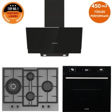 Ferre ve Afm Tech Markalı Fethy F-55  Ant.gri -Siyah Ankastre Set (ED078-WFA Wok + FM7700 + FM3250)