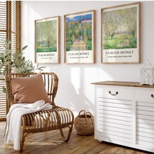 Pam Studio Claude Monet 3'lü Ahşap Çerçeveli Poster Tablo Seti | Duvar Dekoru