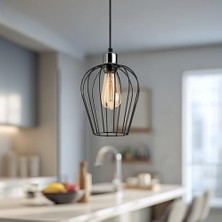 Storemax Siyah Tekli Tel Sarkıt Aydınlatma, Ev, Ofis, Cafe, Restoran Avizeleri, E27 Duy