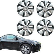 Ramm Tesla Model Y Twin Simetri Jant Kapağı 19 Inç (4 Adet) Gümüş + Koyu Gri
