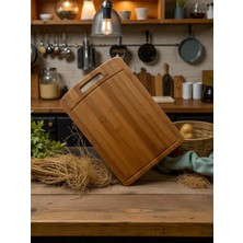 Floria Bambu Kesme Tahtası 31X21 cm | Doğal Ahşap Sunum & Doğrama Tahtası | Meyve Sebze Et Kesim Tahtası