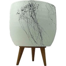 Storemax Bitki Tasarımı Ev Dekorasyon Aksesuar Beyaz Üzeri Siyah Mermer Efektli Toprak Saksı Saksılık Salon Çiçeklik 3 Ayaklı - 19 cm