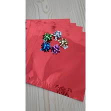Aybaş Kağıtçılık 5 Li 6 cm Kendinden Yapışkanlı Parlak Metalik FIYONK+30X35 cm Parlak Metalize Kırmızı Hediye Paketi