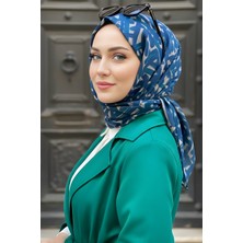 İmaj Butik Lacivert Zümrüt Soft Dijital Pamuklu Eşarp