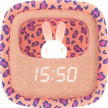 Mobility on Board Pembe Leopar Desenli Tavşan Masaüstü Saati ve Gece Lambası