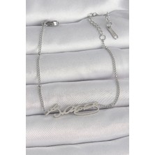 316L Çelik Gümüş Renk Atatürk Imza Model Kadın Bileklik - Lisinya