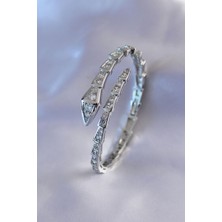 Vıp Seri Yılan Model Gümüş Renk Kadın Kelepçe Bileklik - Lisinya