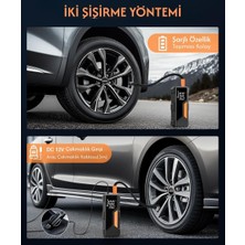 Mobixom Dijital Göstergeli LED Işıklı Taşınabilir 7500MAH Araç Lastik Şişirme Hava Kompresörü