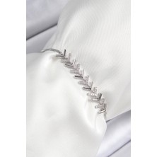 Pirinç Zirkon Taşlı Sıralı Ok Model Gümüş Renk Asansörlü Kadın Bileklik - Lisinya