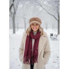 IRONMOON Yün Kadın Şal 50X170 ve Peluş Kasket Şapka Seti