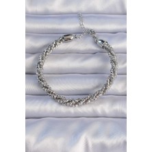 Pirinç Gümüş Renk Sarmal Model Bileklik - Lisinya