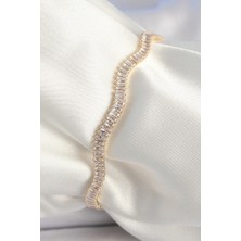 Pirinç Gold Renk Su Yolu Zirkon Taşlı Model Kadın Bileklik - Lisinya