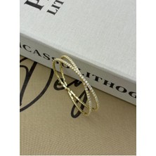 Hedef Bujiteri Gold Renkli Ayarlanabilir Çapraz Zirkon Taşlı Bileklik