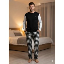 MiraLive Pijalüx Tek Alt Ekose Kalın Poplin Ev Pantalonu