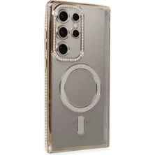 Evyora Newface Samsung Galaxy S24 Ultra Kılıf Joke Simli Magneticsafe Kılıf - Gold