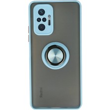 Evyora Newface Xiaomi Redmi Note 10 Pro Kılıf Montreal Yüzüklü Silikon Kapak - Buz Mavi