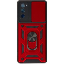 Newface Samsung Galaxy S20 Fe Kılıf Pars Lens Yüzüklü Silikon - Kırmızı