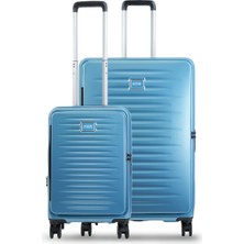 GROUND Fairytale 2'li Valiz Seti Küçük-Büyük Körüklü Mavi - 10740