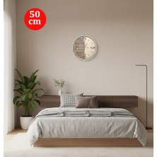 Valdemar Grand Revello Modern Tasarım Büyük Boy Ahşap Detaylı Dekoratif Duvar Saati 50CM