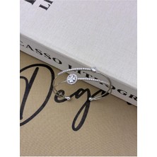 Hedef Bujiteri Gümüş Renkli Ayarlanabilir Iki Sıra Dizili Zirkon Taşlı,yuvarlak Detaylı Çiçekli Bileklik