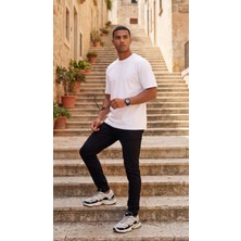 Etikmen %100 Organik Pamuk Düz Oversize Beyaz Erkek Tişört