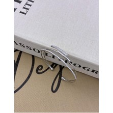 Hedef Bujiteri Gümüş Renkli Ayarlanabilir Iki Sıralı Zirkon Taşlı Çivi Detaylı Bileklik