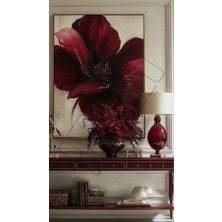 Bestablo Bordo Çiçek Desenli Kanvas Tablo | Modern Salon ve Oturma Odası Duvar Dekoru