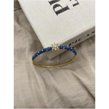 Hedef Bujiteri 14K Gold Üzeri Lacivert Taşlı Yıldız Detaylı Ince Bileklik