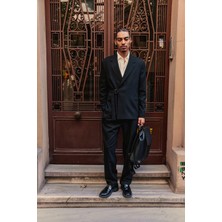Abluka Online Erkek Kemerli Oversize Takım Elbise Siyah